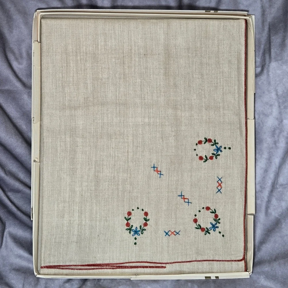 Tea Set Tablecloth Napkins‎ Tan Floral Vintage Retro MCM Granny Core